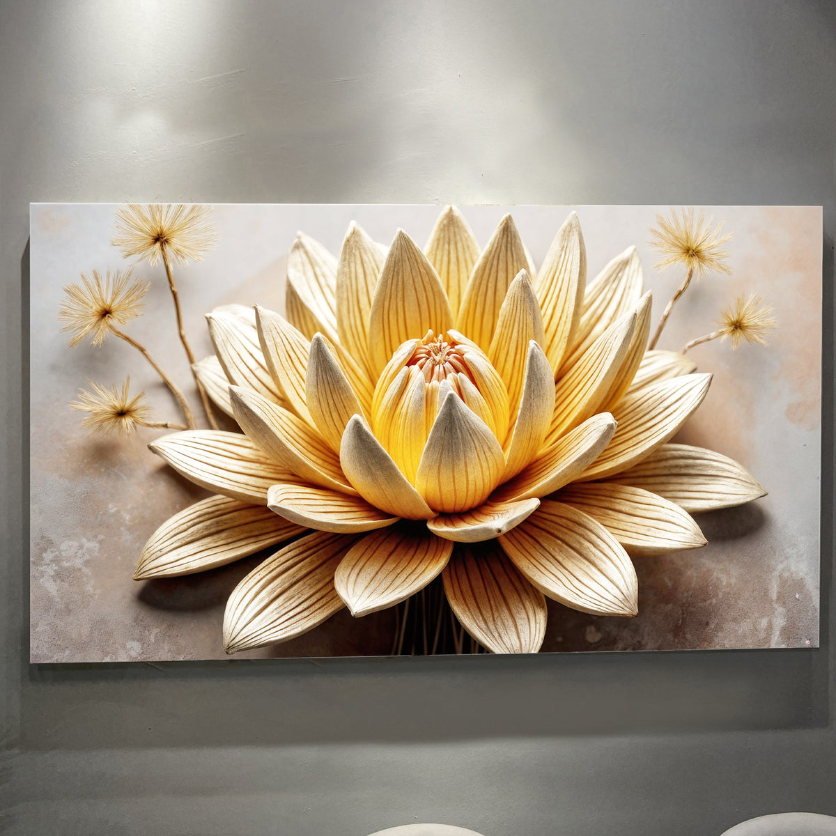 Golden Lotus Minimalist Abstract Wall Art II