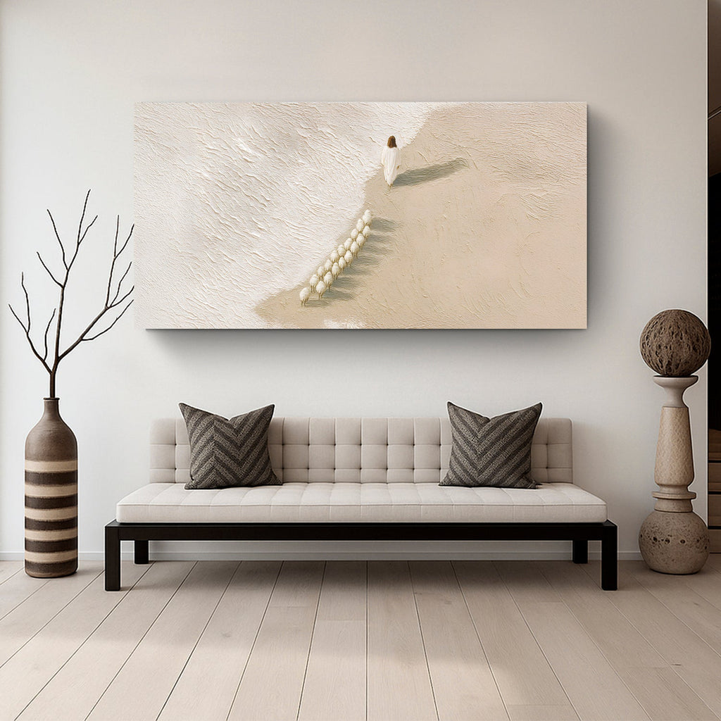 Jesus The Flock of Sheep Faith Wall Art