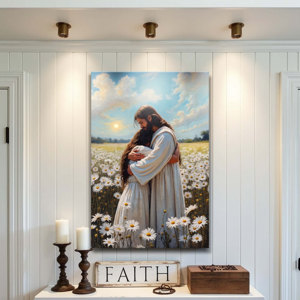 Jesus Hugging Woman Faith Wall Art