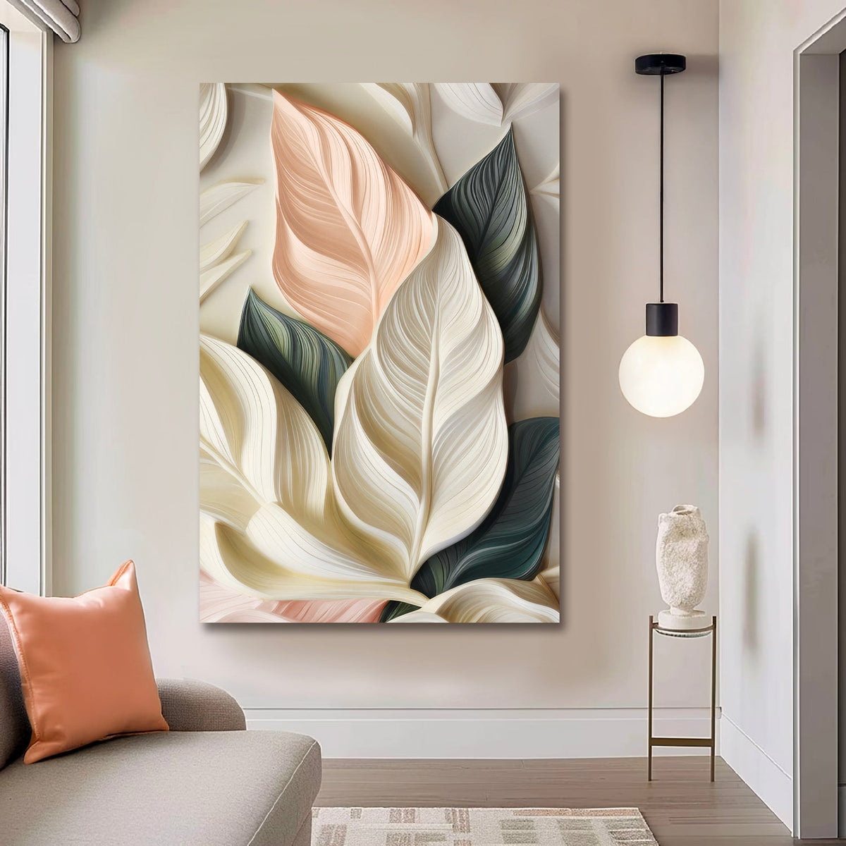 Elegant Pastel Leaf Wall Art