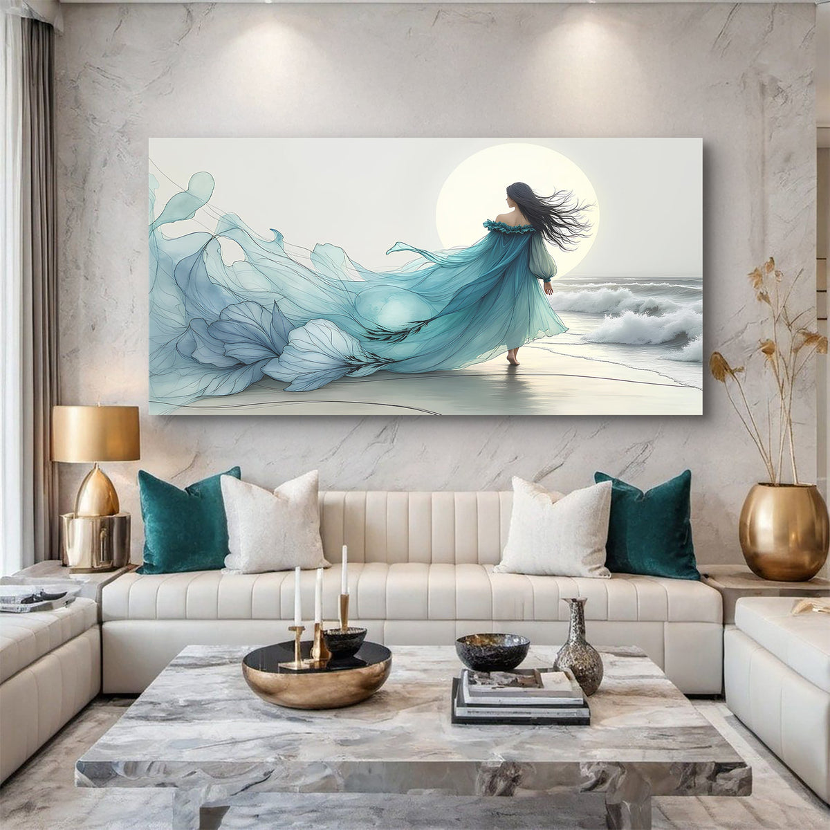 Swirling Winds by the Ocean Abstract Wall Art