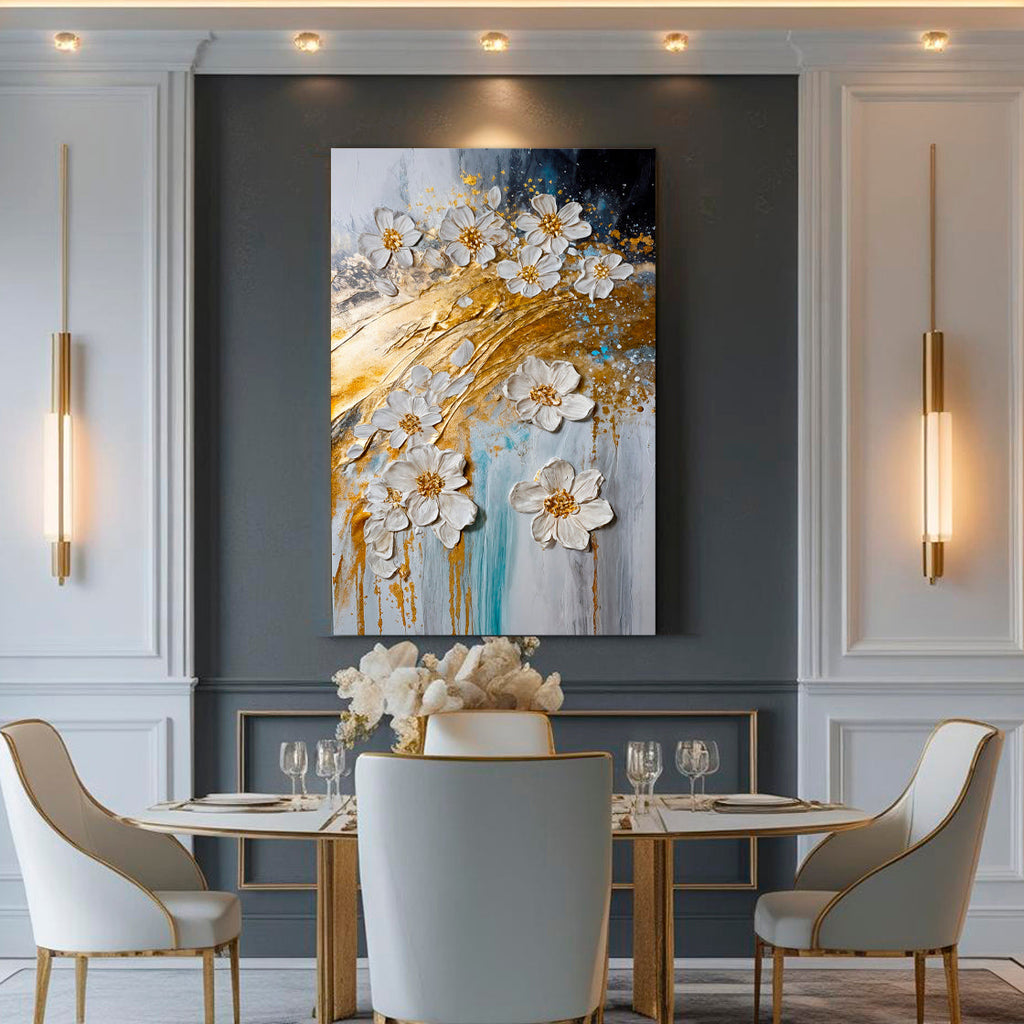 Abstract Gold Floral Wall Art
