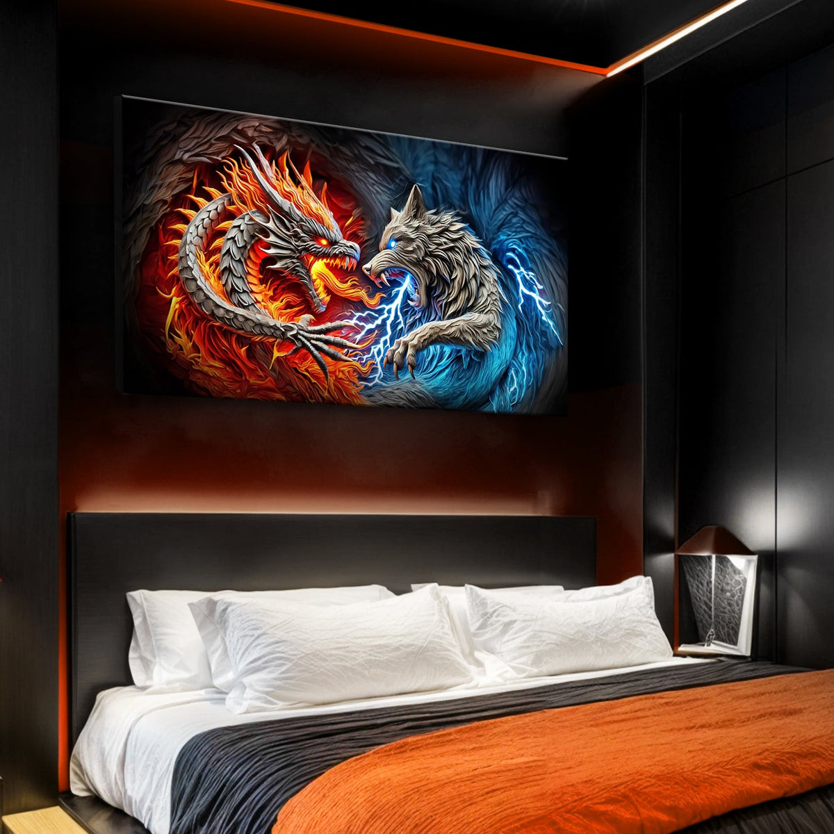 Dragon and Wolf Wall Art II