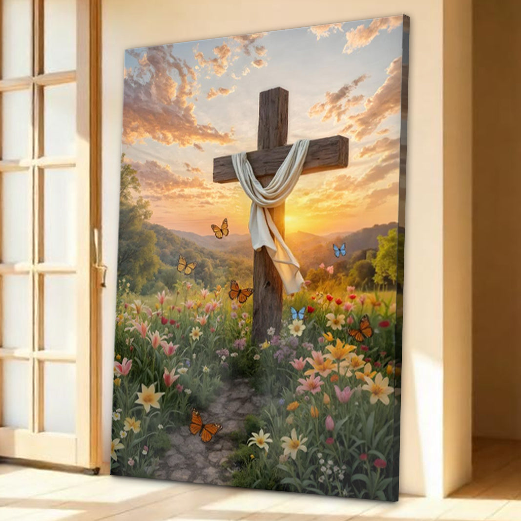 Cross and Flowers Faith Wall Art