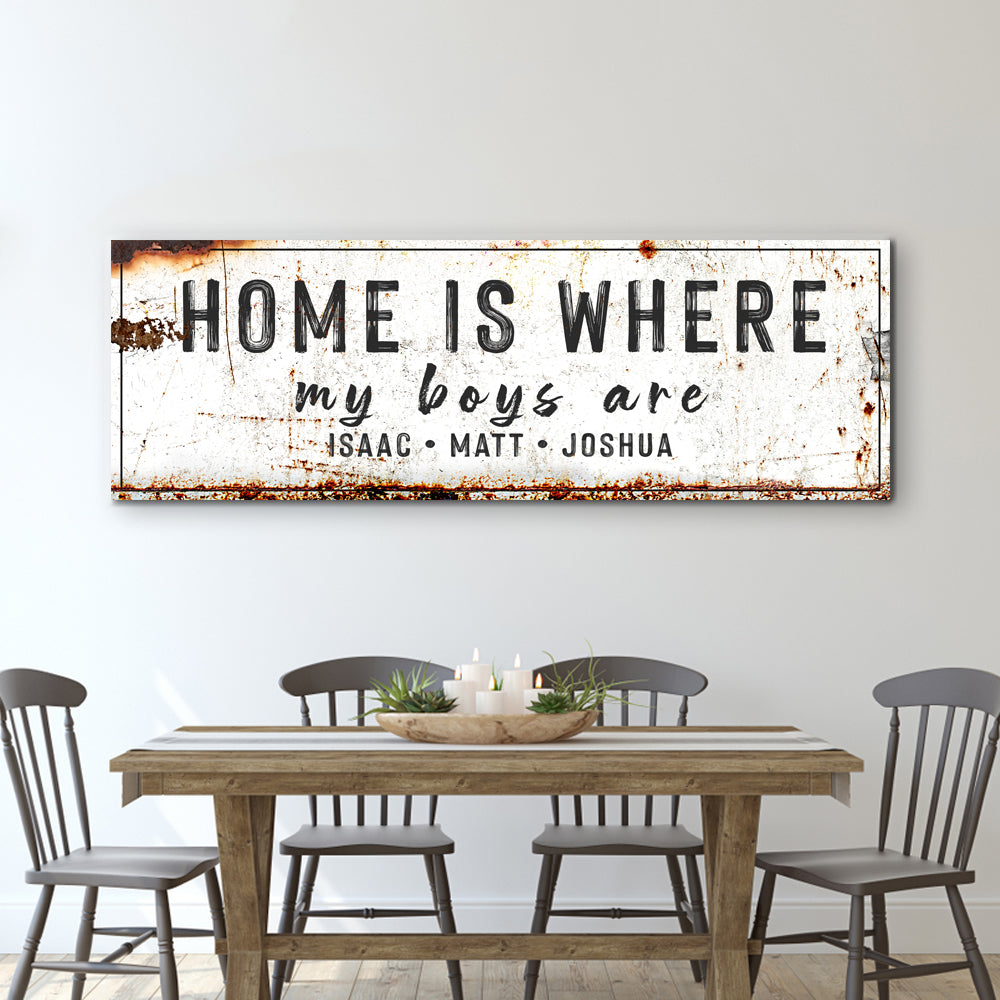 Home Is Where My Boys Are Family Sign IV