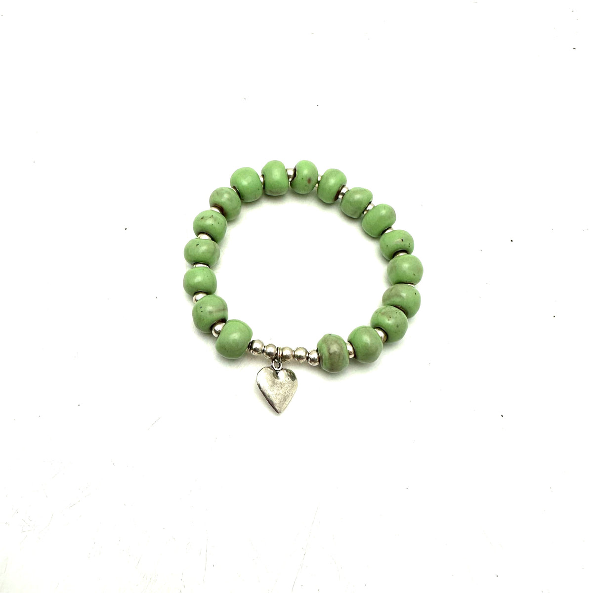 Heart Charm Bracelet- Mint Green