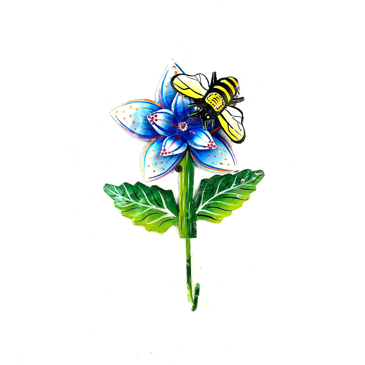 Blue Flower and Bee Wall Hook
