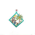 Diamond Palm Nativity Ornament- Turquoise