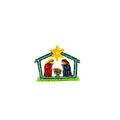Small Painted Nativity - Green