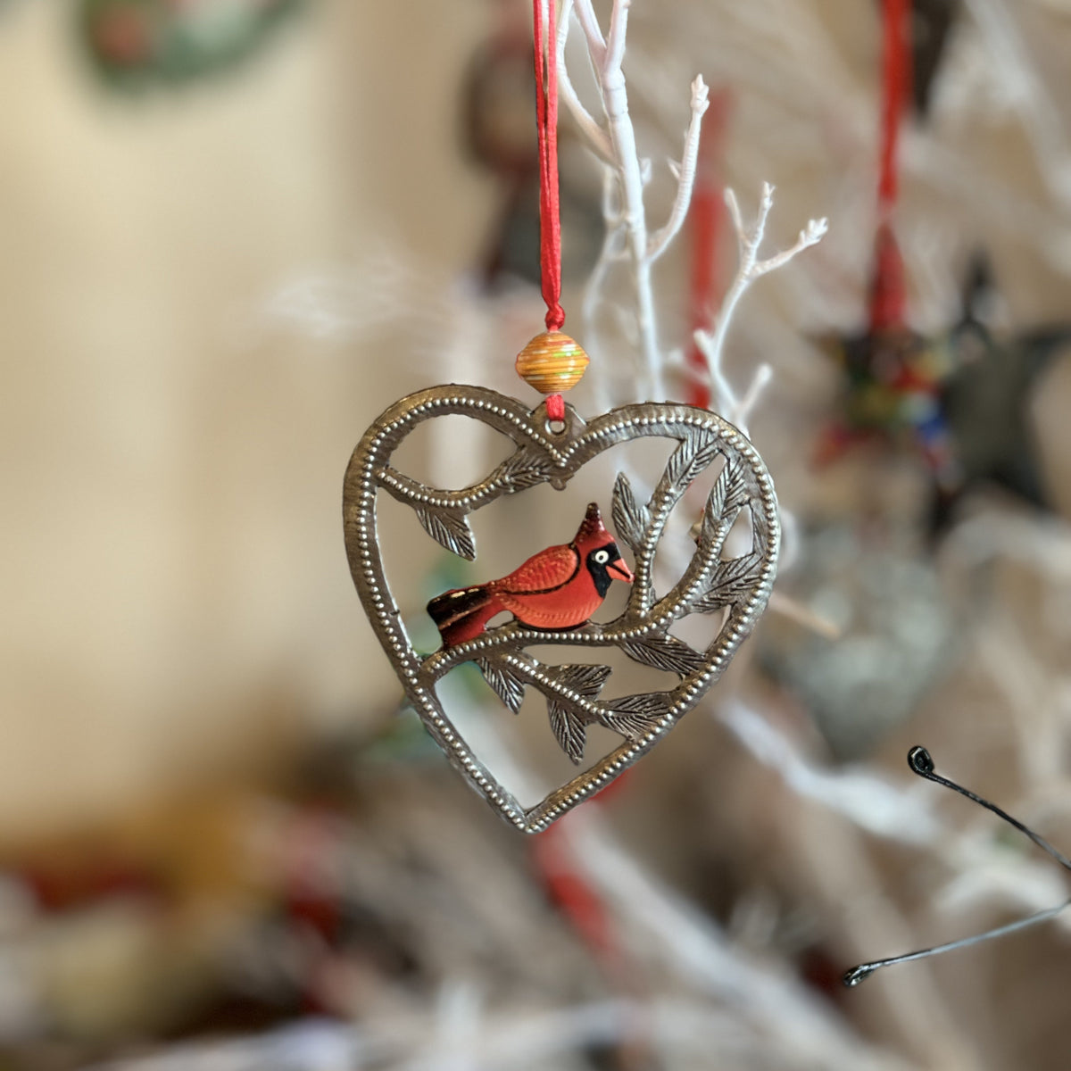 Cardinal Ornament Heart