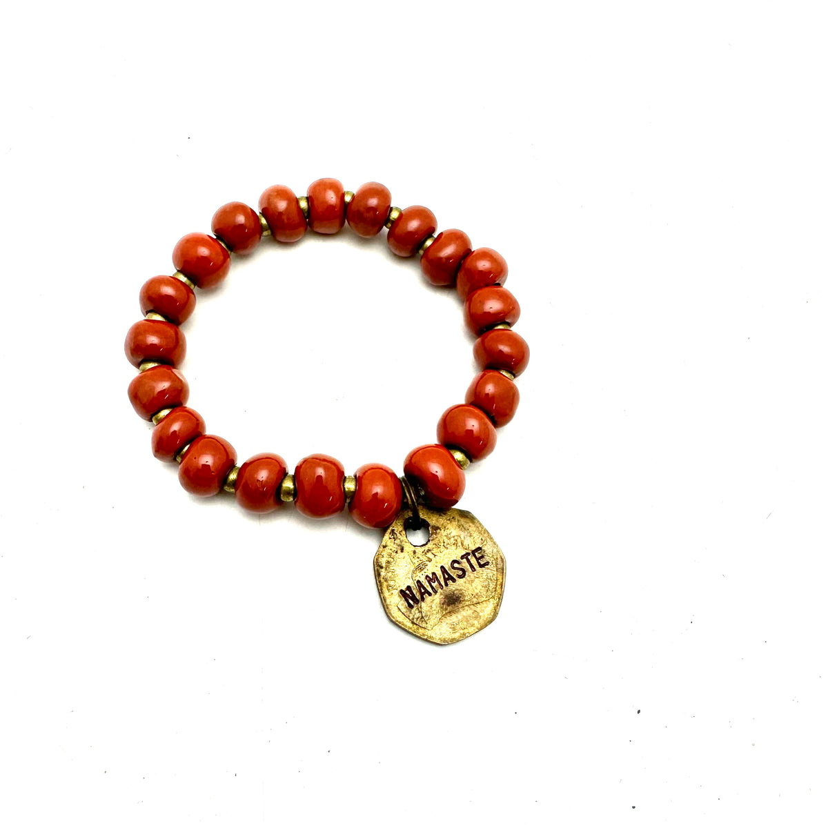 Ceramic Coin Bracelet - Namaste