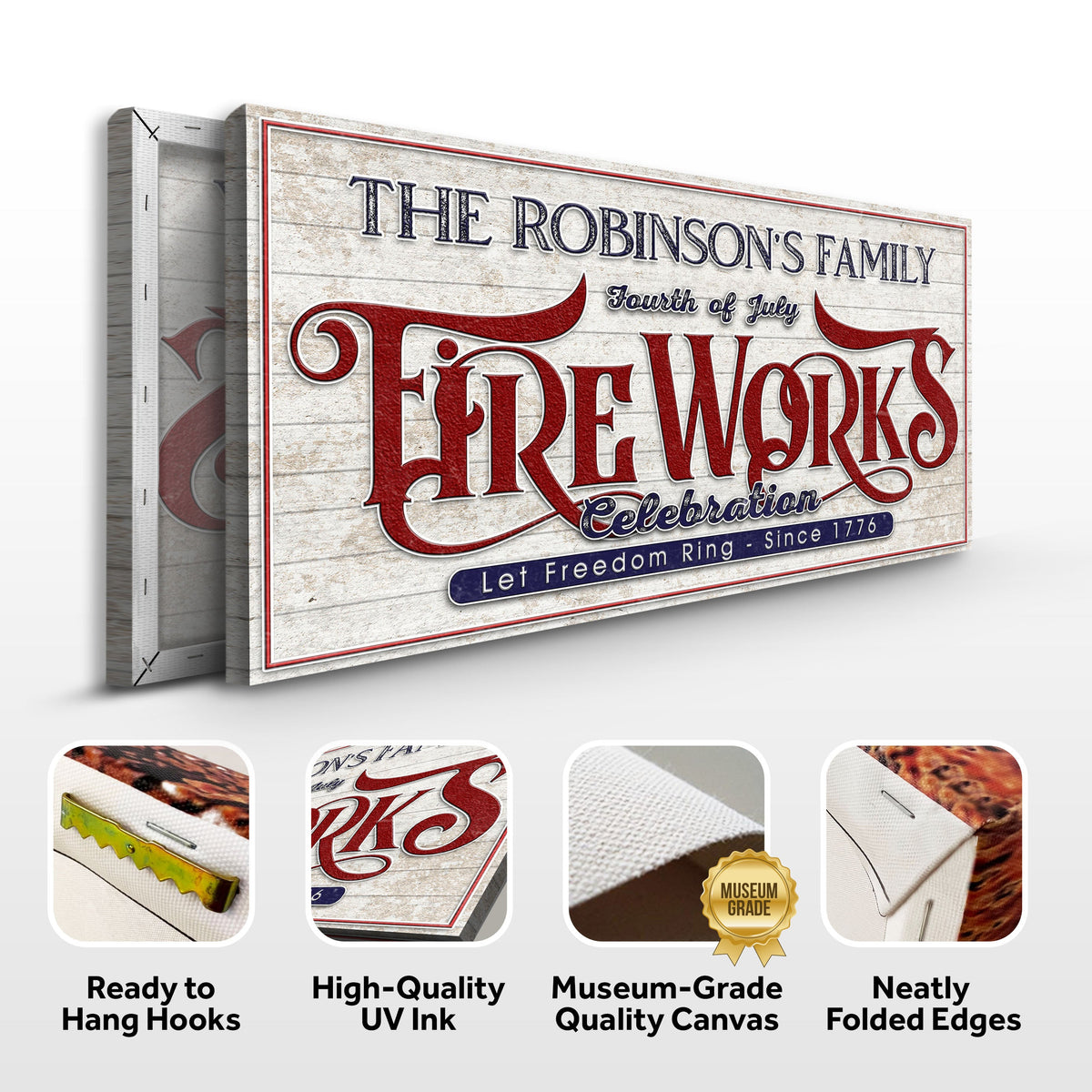 4th of July Fireworks Celebration Personalized Sign