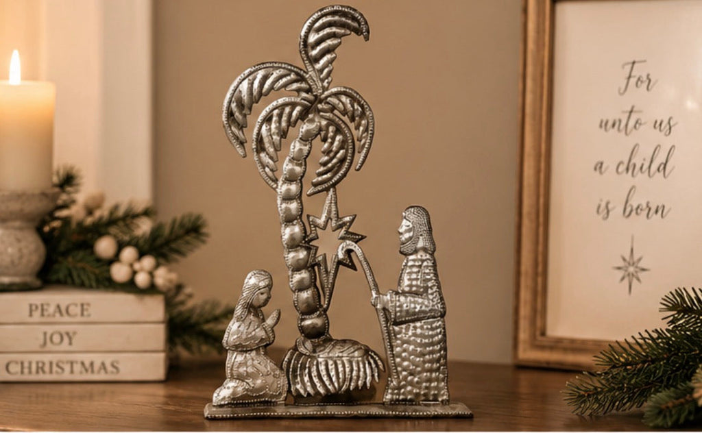 One Tree Standing Nativity — Handmade Steel Drum Haiti | Fair Trade Christmas Decor