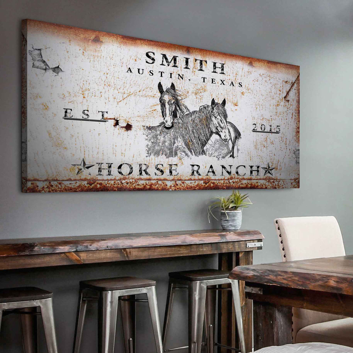 Rustic Horse Ranch Sign