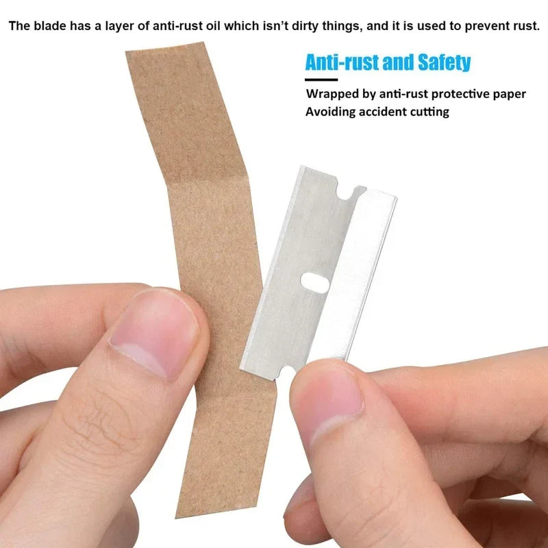 50pcs 100pcs Razor Blade Scraper Metal Glass Glue Cleaner Remover Knife Replacement Carbon Steel Blade Car Tinting Tool