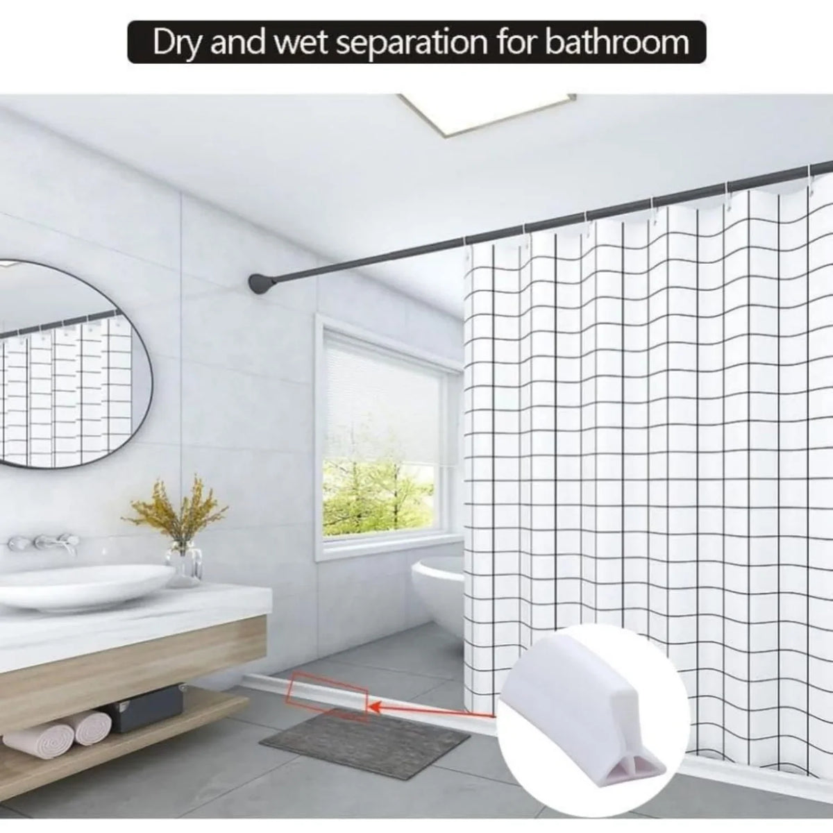 Water Barrier Heigh 3/5cm Self Adhesive Bendable Water Retaining Strip for Kitchen Bathroom Separation Shower Accessories