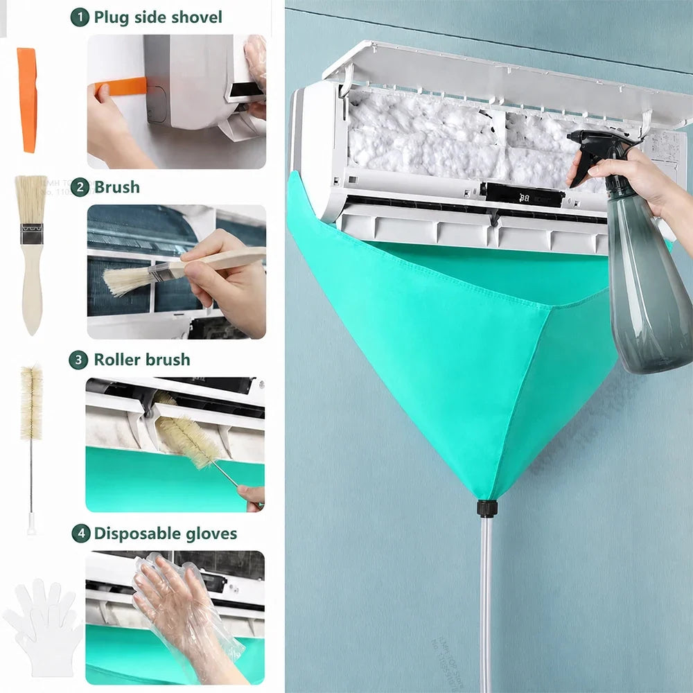 iLMH Air Conditioner Cleaning Kit, Waterproof Cleaning Cover, Drain Hose, Wall Mounted Split AC Cleaning Bag, Home Office Tools