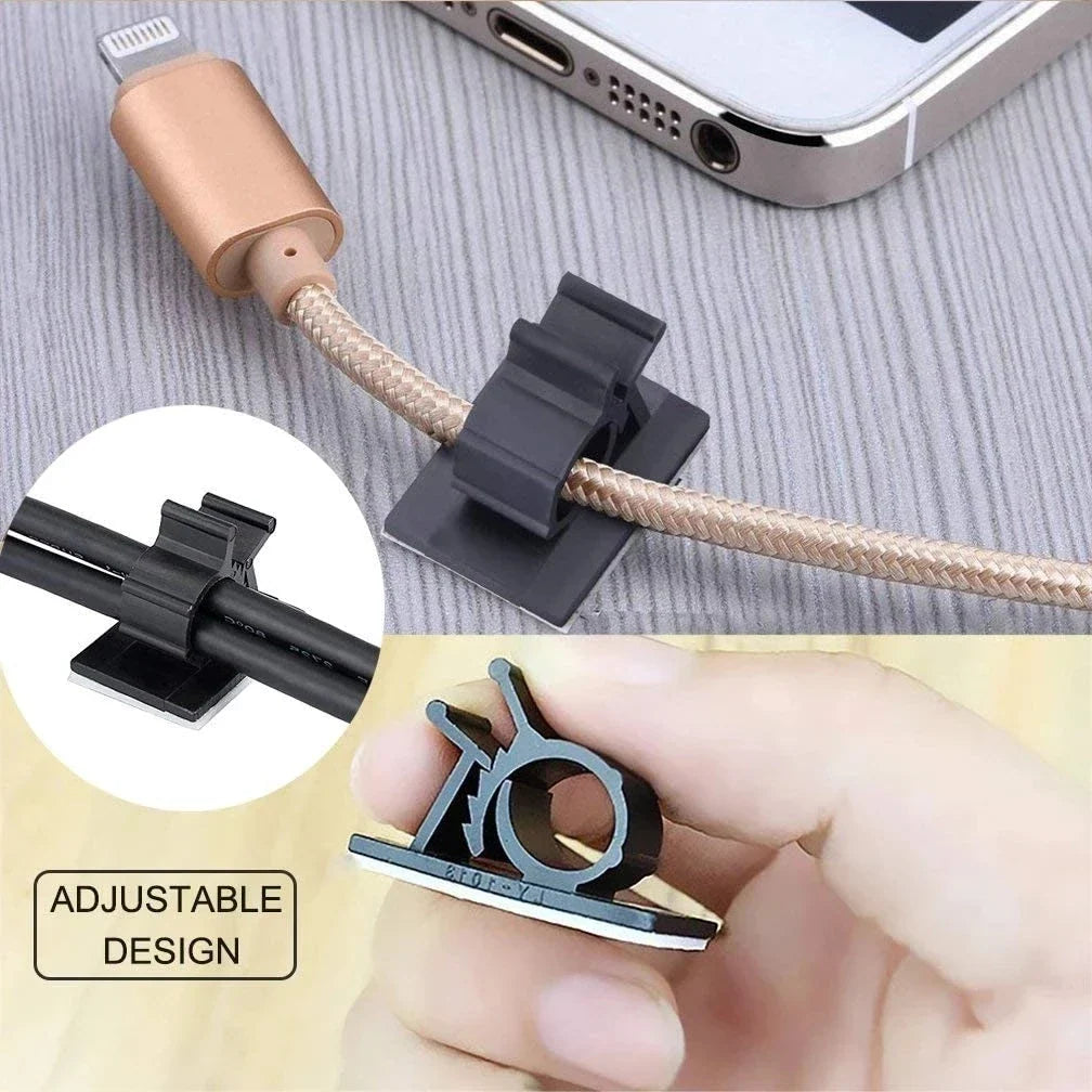 Adjustable Cable Organizer Self Adhesive Cable Clips Table Cable Management Clamp Cord Holder For Car PC TV Charging Wire Winder
