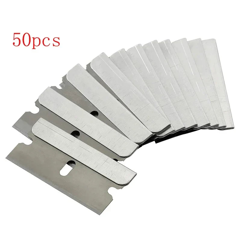 50pcs 100pcs Razor Blade Scraper Metal Glass Glue Cleaner Remover Knife Replacement Carbon Steel Blade Car Tinting Tool