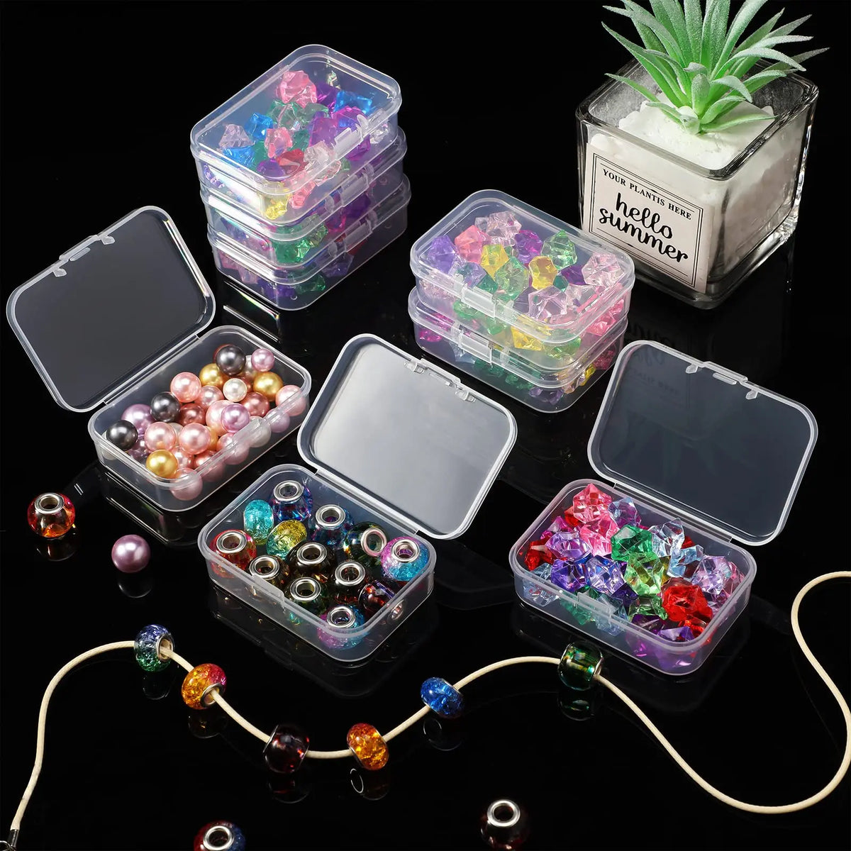 5Pcs/10Pcs PP Storage Box Mini Transparent Plastic Case Container Square Rectangle Packaging Box for Jewellry Beads Small Items
