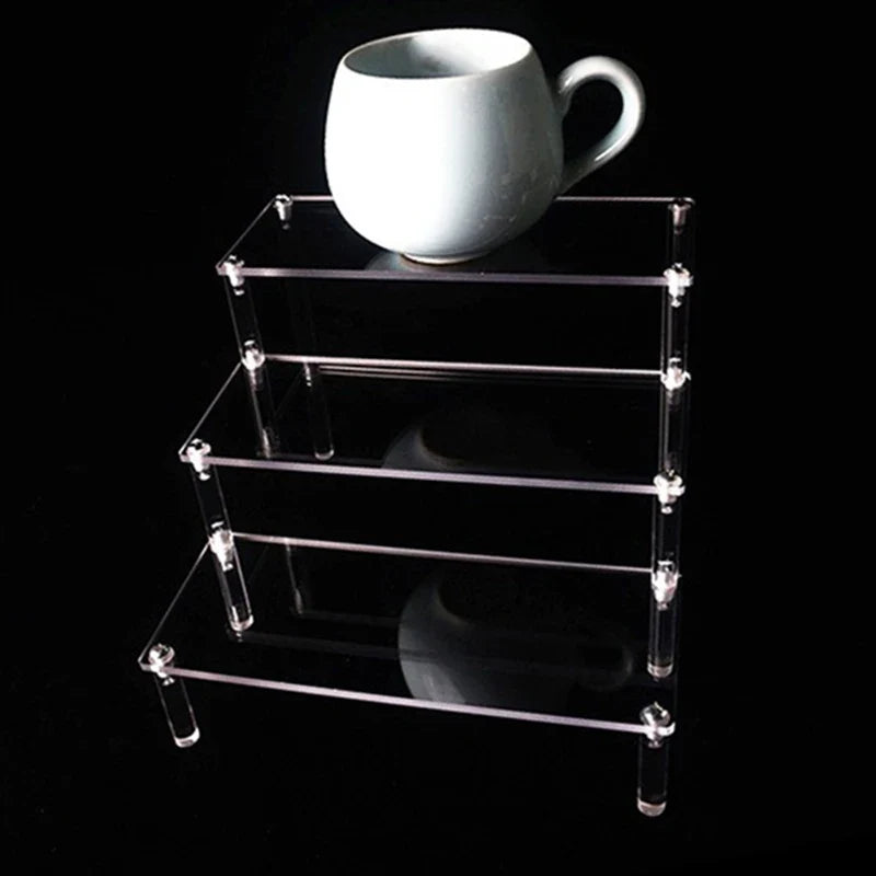 1-5 Tier Acrylic Display Risers Clear Shelf Doll Clay Figurine Display Stand for Desserts Perfume Organizer Showcase W-10