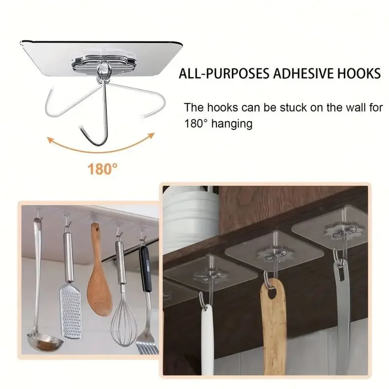 Adhesive Wall Hooks for Hanging Set of Hooks Door Kitchen Heavy Duty Seamless Self Adhesive Hooks Removable Waterproof Office