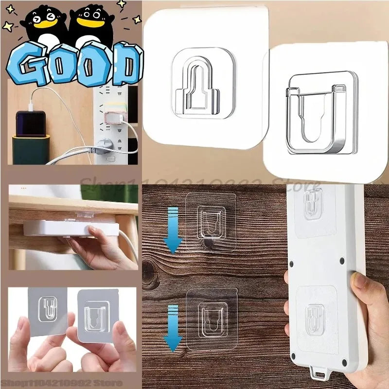 Double-Sided Self Adhesive Wall Hooks Strong Sticky Transparent Traceless Kitchen Bedroom Wall Hook Storage Holders Wholesale
