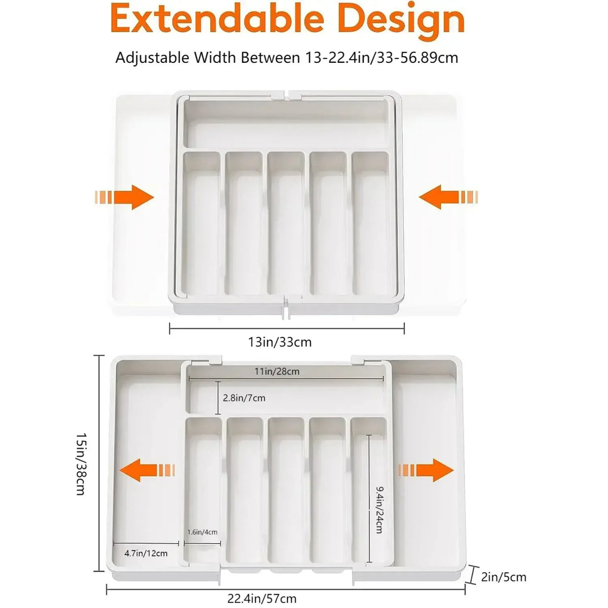 UpgradedAdjustable Plastic Cutlery Drawer Organizer Divided Storage Tray Space Saving Holder for Kitchen Knives Spoons Tableware