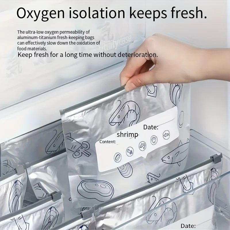 10/60pcs Aluminum Foil Storage Bags Freezer Sealed Organizers Food Packaging Reusable Pantry Odor-Proof Bag Kitchen Essential