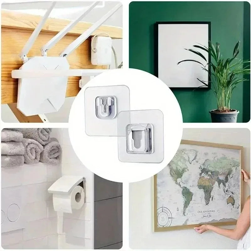 Double-Sided Self Adhesive Wall Hooks Strong Sticky Transparent Traceless Kitchen Bedroom Wall Hook Storage Holders Wholesale