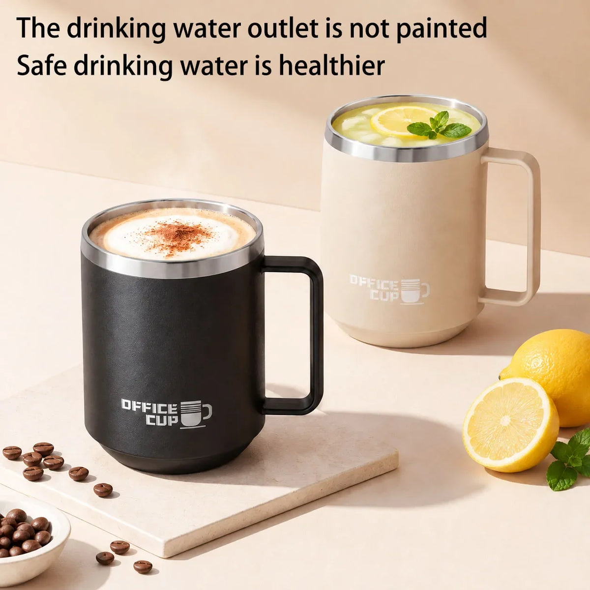 480ML  Stainless Steel Double Wall Insulated Coffee Mug With Handle Keeps Cold and Heat Thermal Mug Leak-proof Drinking Cup