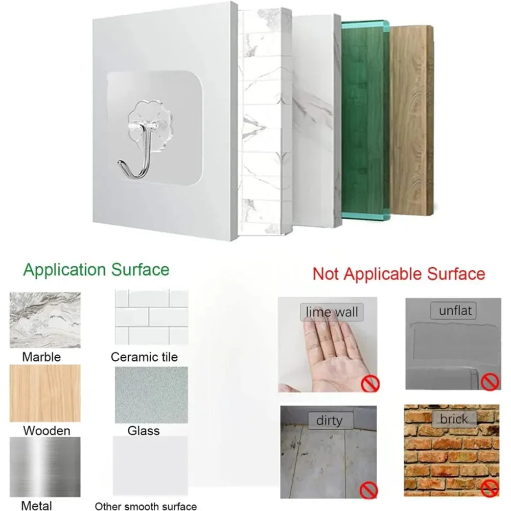 10/20/30Pcs Self-adhesive Wall Hooks Waterproof Oilproof Sticky Hooks Punch Free Heavy Duty Hanging Hooks For Kitchen Bathroom