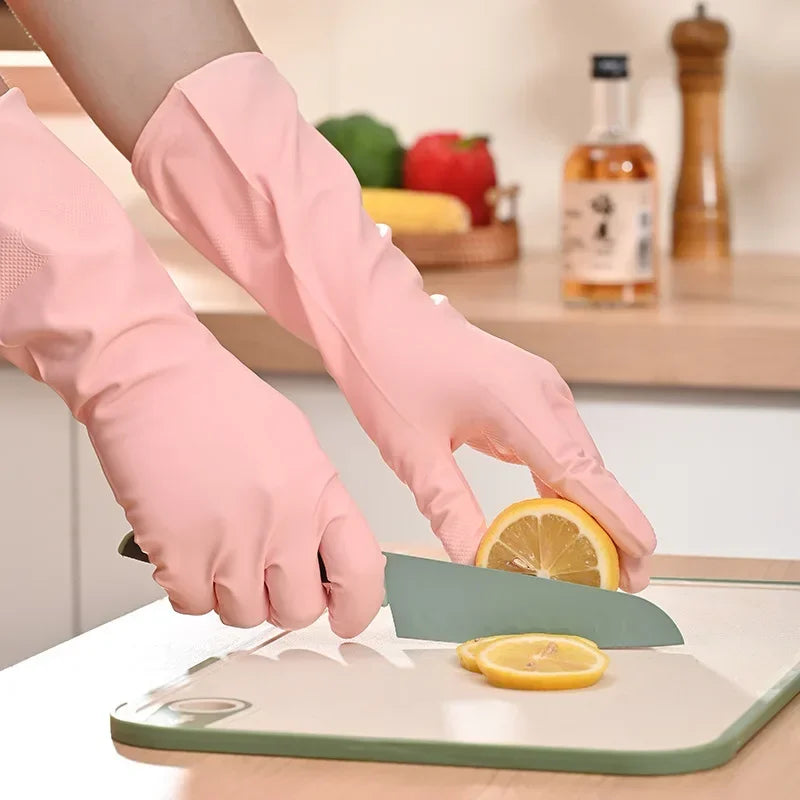 1Pair NBR Dishwashing Gloves Extra Long Thick Nonslip Wearresistant Kitchen Housework Cleaning Car Washing Clothes Rubber Gloves