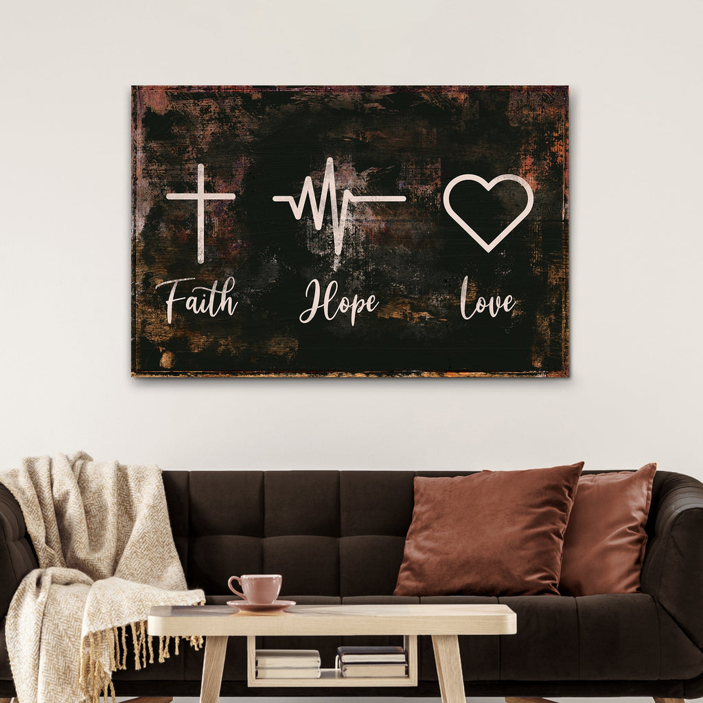 Rustic 'Faith, Hope, Love' Sign - Christian Art and Biblical Decor for home