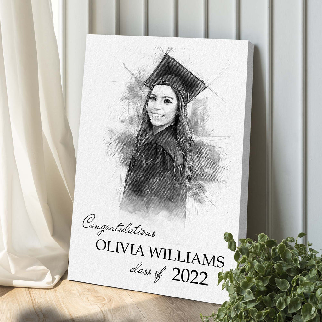 Graduation Photo Pencil Sketch Portrait Sign