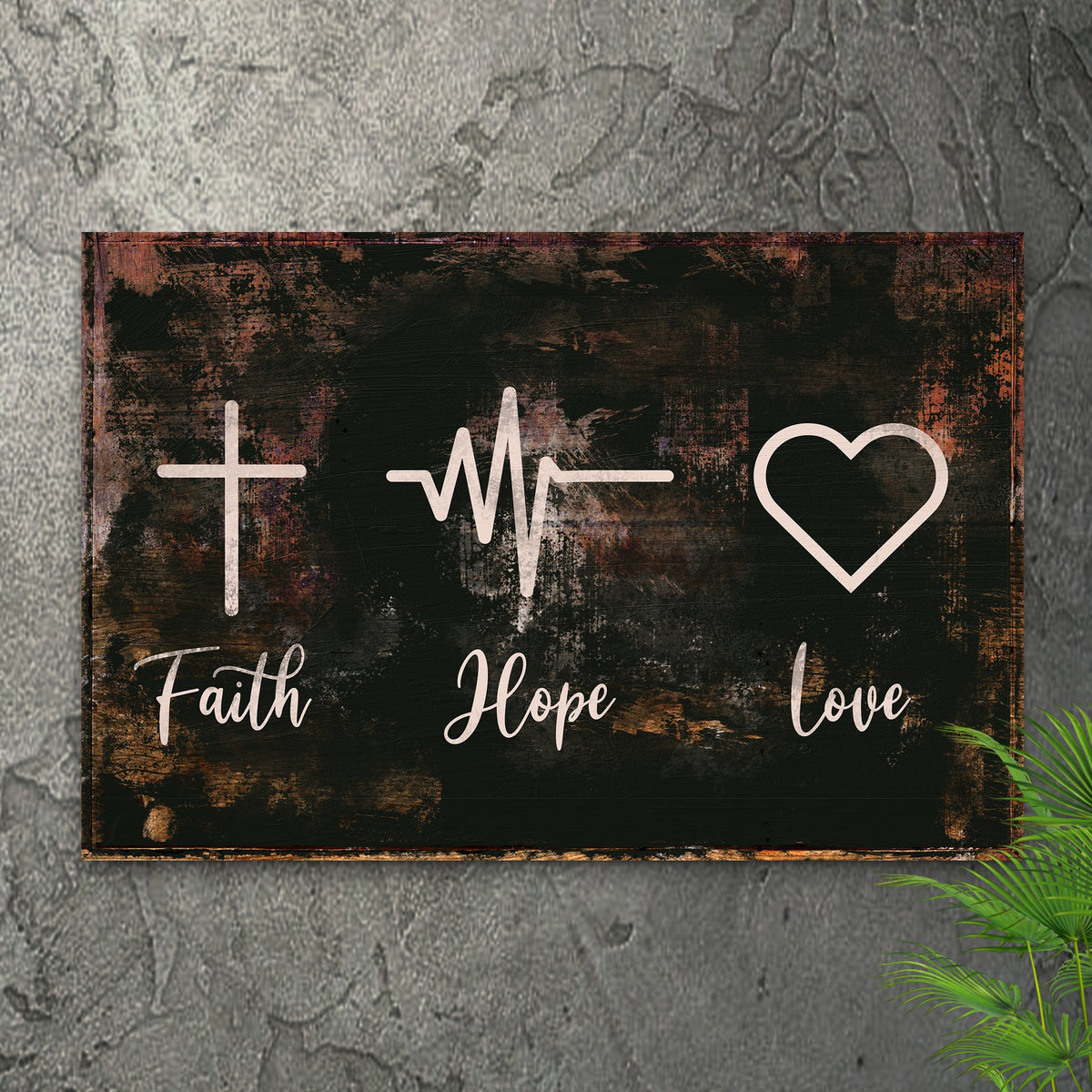 Rustic 'Faith, Hope, Love' Sign - Christian Art and Biblical Decor for home