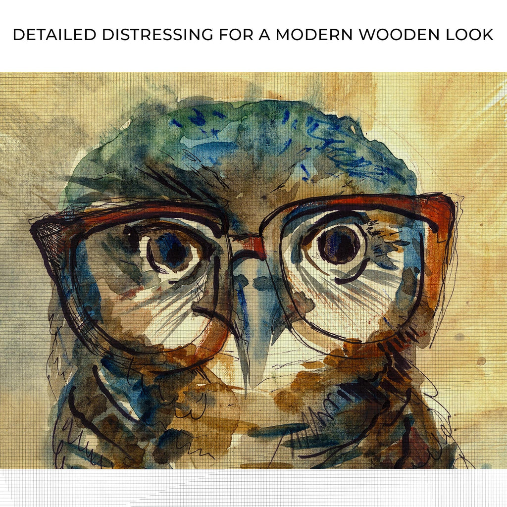 The Wise Owl Watercolor Portrait Canvas Wall Art