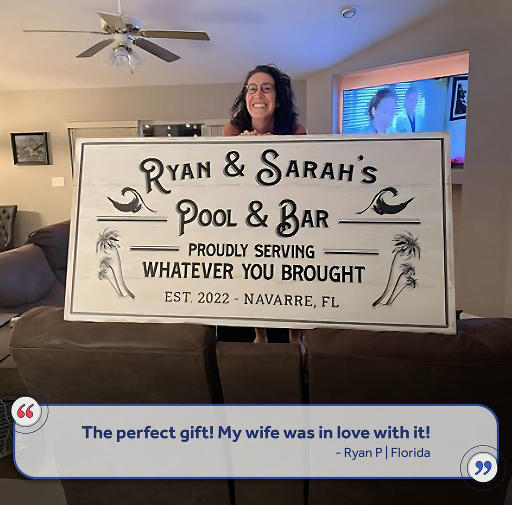 Personalized Rustic Pool Sign