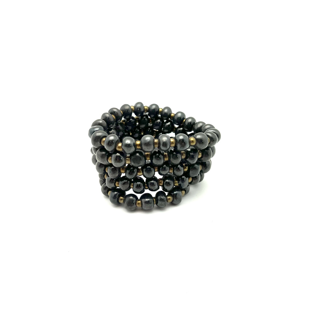 Simple Ceramic Bracelet- Charcoal Glaze
