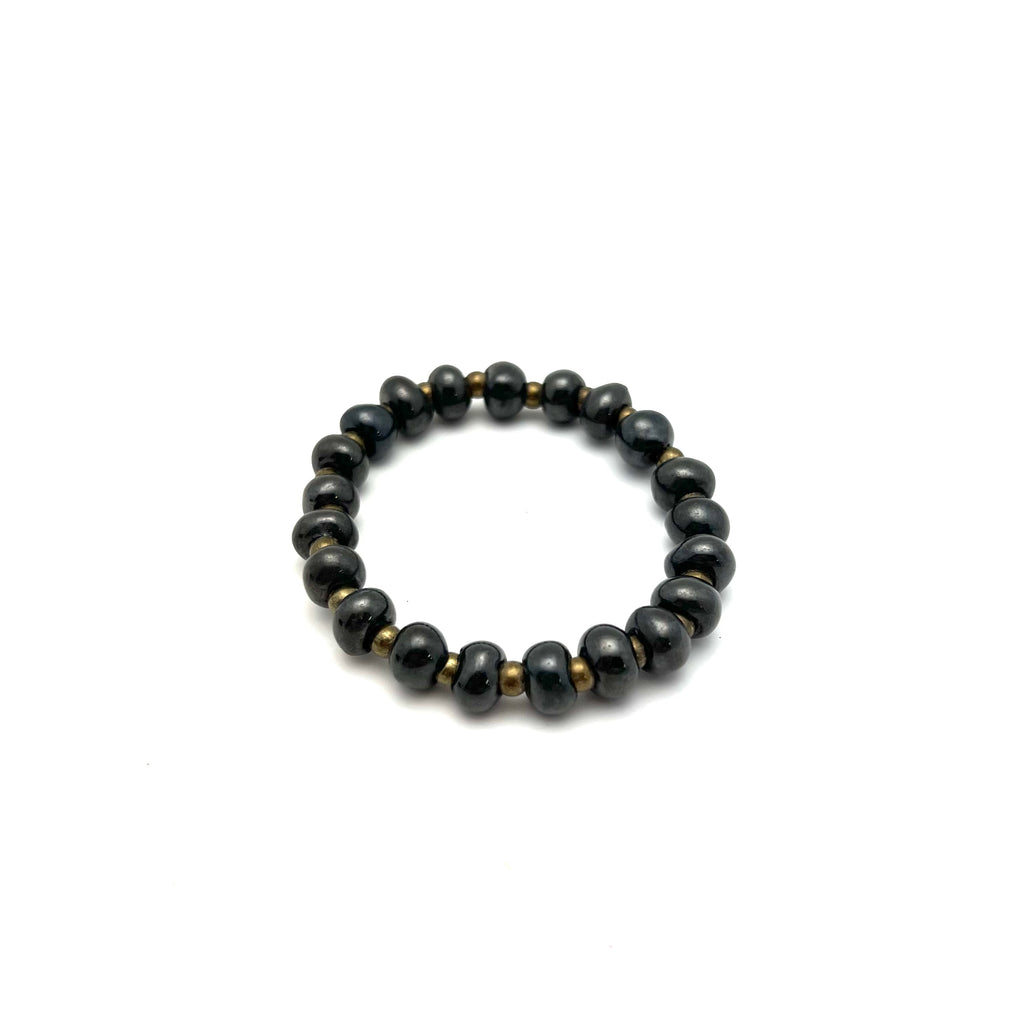Simple Ceramic Bracelet- Charcoal Glaze