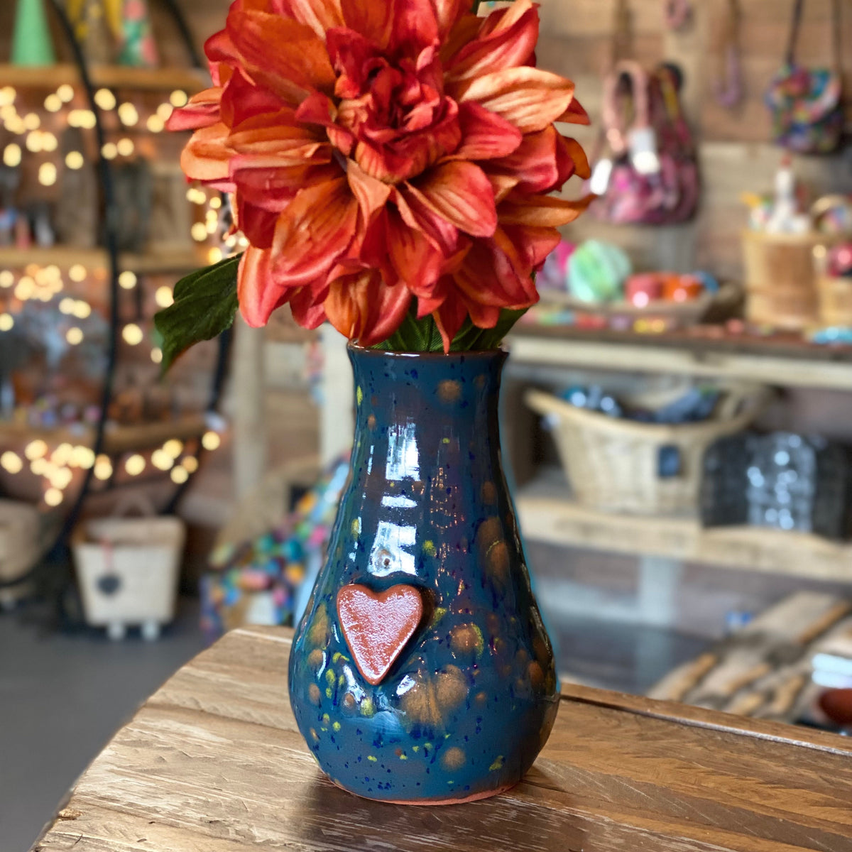 Calliope Heart Vase - Slate Blue Sprinkles