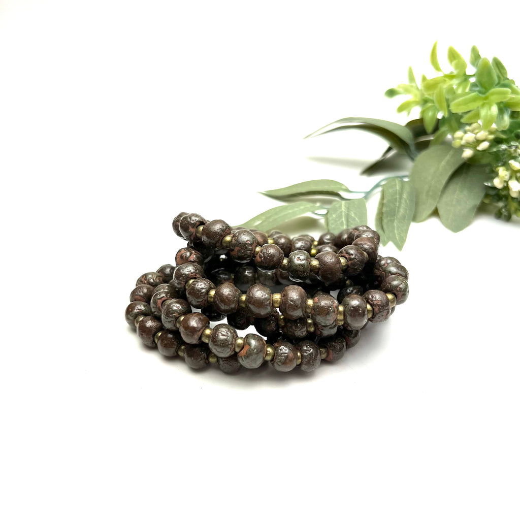 Simple Ceramic Bracelet- Textured Bean
