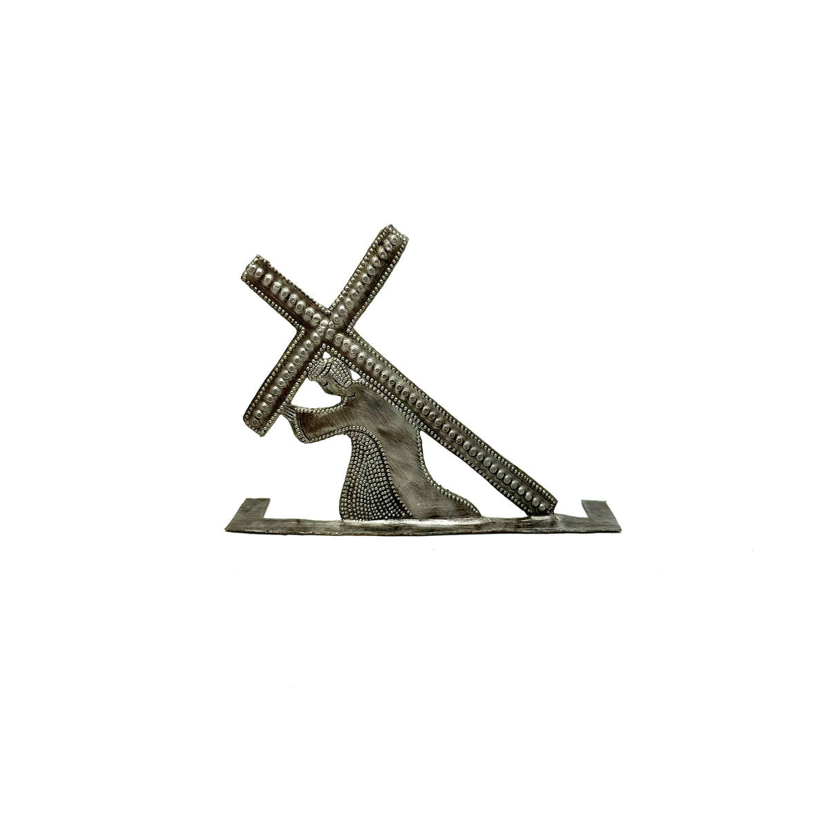 The Cross — Haitian Steel Drum Metal Art | 5" x 4" | Faith-Based Christmas Gift